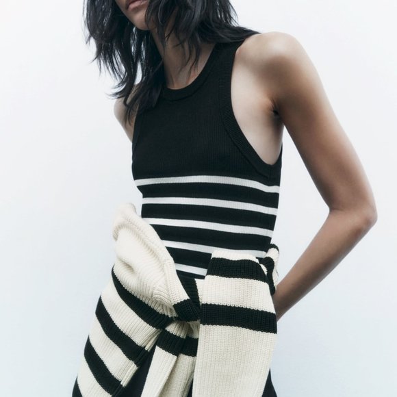 Zara SLEEVELESS STRIPED KNIT TOP(7) - Picture 2 of 8